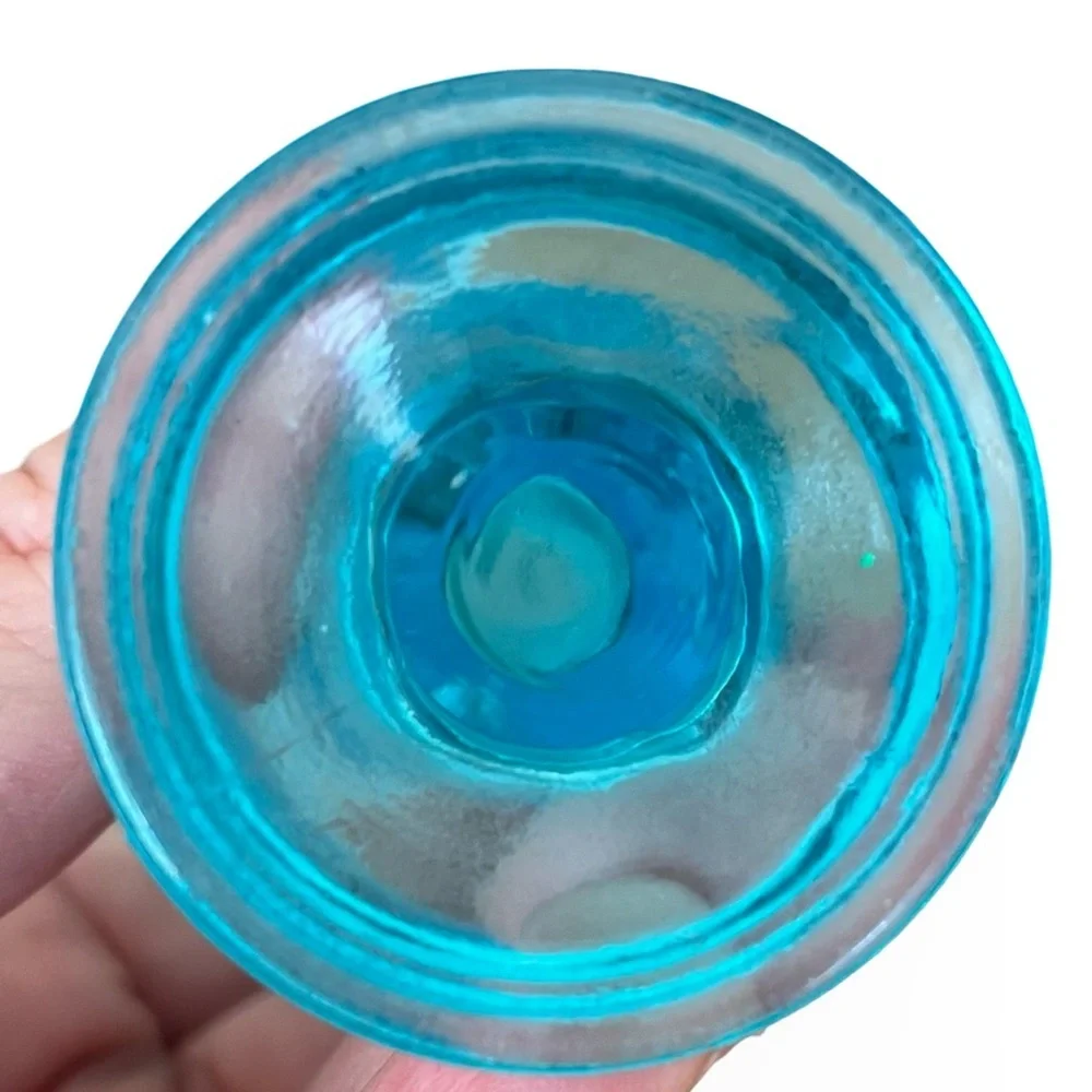 Vintage Fenton Blue Opalescent Miniature Hand Vase 4”